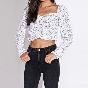 Polka Dot ruched crop Top, 80s look